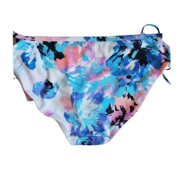 2 FOR $5 SALE NWT Joy Lab Tie Hipster Bikini Bottom Medium Blue Floral - Picture 8 of 10